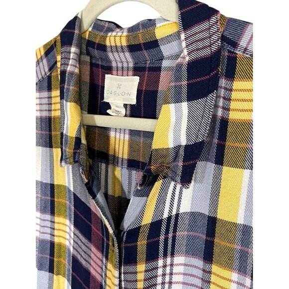 Caslon Top Women 2XL Yellow Plaid Tunic Checks Concert Western Country Preppy - Picture 9 of 13